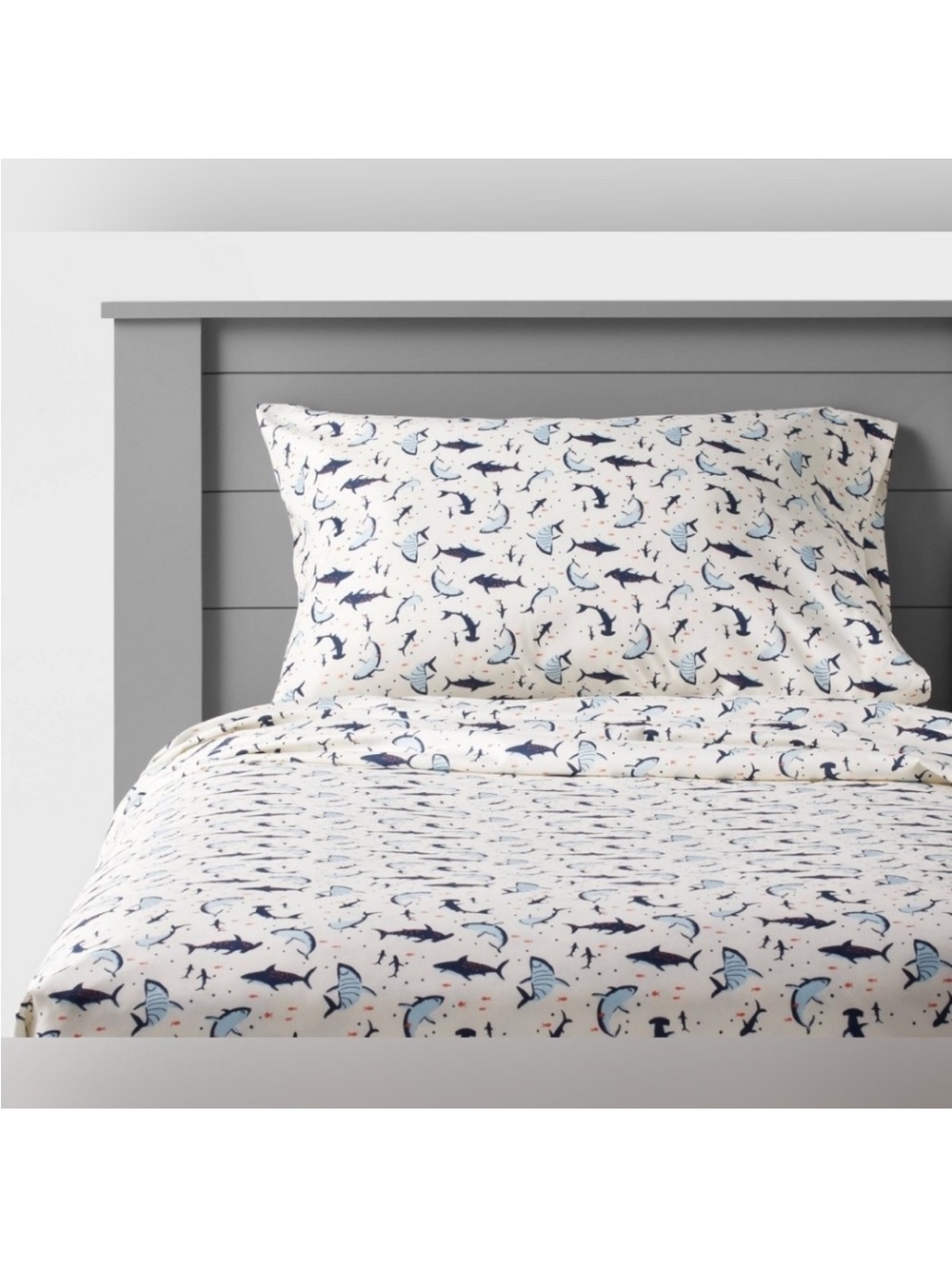NWT Pillowfort Beach Shark Fish TWIN 3pc Sheet Set w/ Pillowcase Coastal
